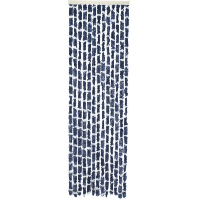 Travellife Vliegengordijn - Chenille - Stripe - 185x56 - cm - blauw - en - wit Blauw en wit