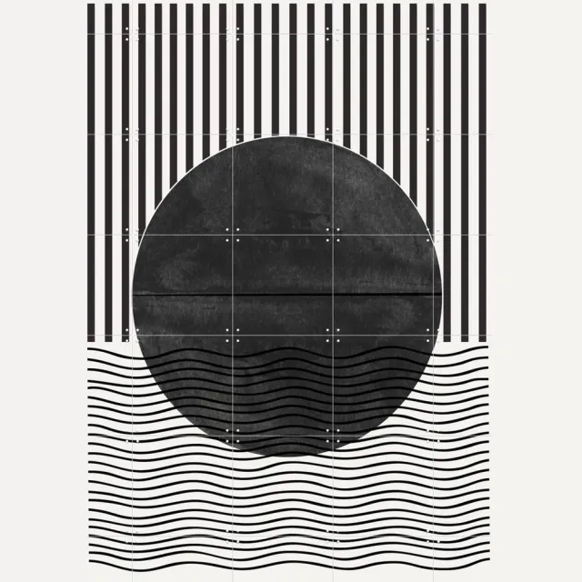 IXXI BaB No.2, The Miuus Studio & Various - 100 x 140 cm - Grote wanddecoratie en posters - Illustraties, Strepen, Abstract, Geometrische Kunst Zwart en wit / Zwart / Monochroom