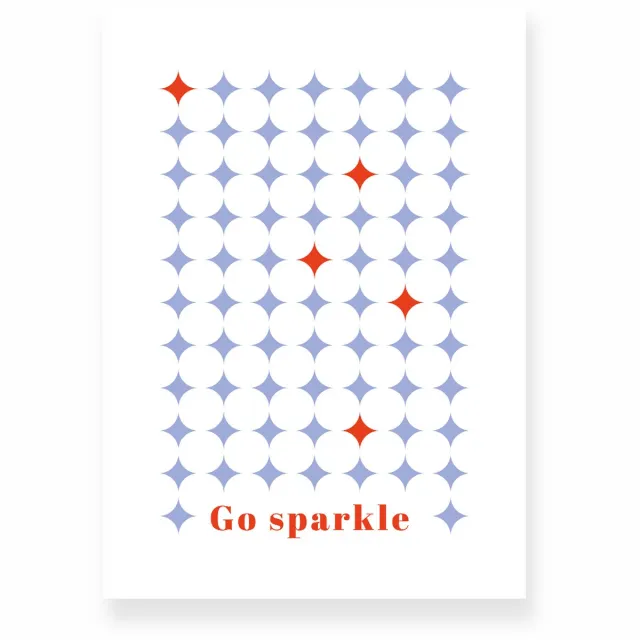 Yisual Poster 30x40 cm - Go Sparkle - Ruitpatroon - Blauw - Rood - Grafisch - Retro - Muurdecoratie - Wanddecoratie