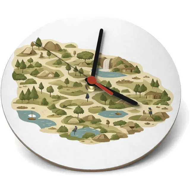 Mr Cadeautjes Klok rond Ø 19 - design Een rustige stadsplattegrond als decoratieve print met mini| cadeau Wit