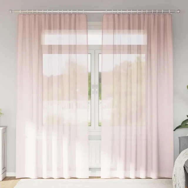 vidaXL Gordijnen voile met roedezakken 2 st lichtroze