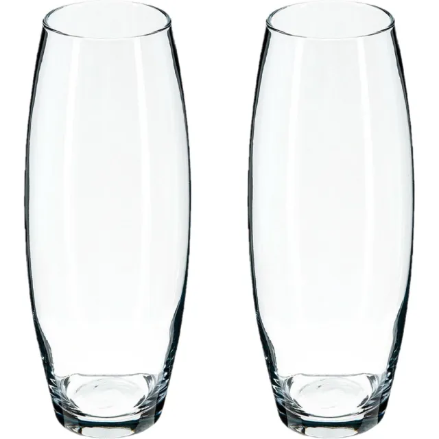 Atmosphera bloemenvaas Rochelle - 2x - Ovaal model - transparant - glas - 26 x 11 cm