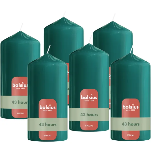 Bolsius Glanzende Stompkaarsen - 6 Stuks - Groen - 13cm - 43 branduren