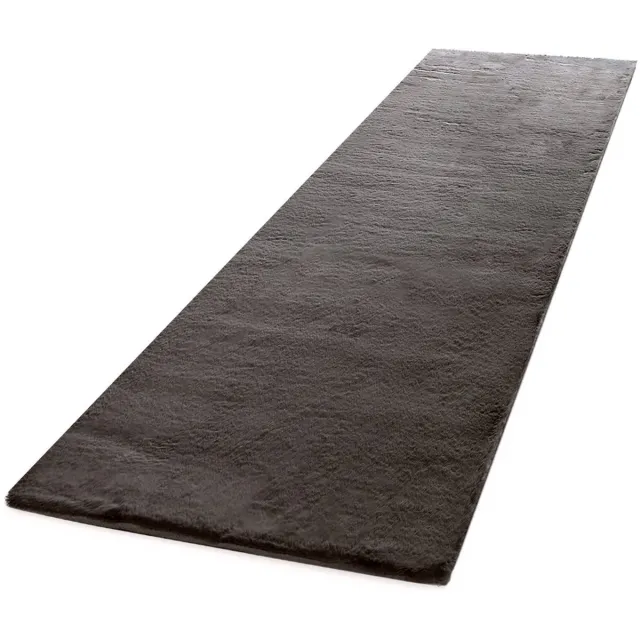 TT Home Hoogpolig tapijt slaapkamer imitatiebont pluizig konijnenbont imitatie grau 80 x 300 cm Rechthoek