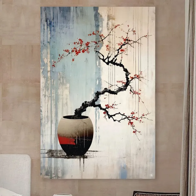 HIP ORGNL Scarlet Blossom Flow - Wanddecoratie Sakura - 40x60 cm Beige