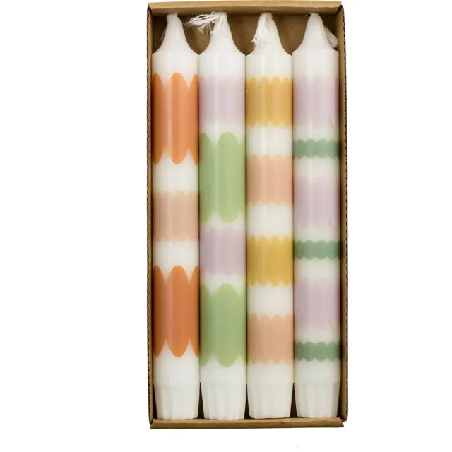 Rustik Lys Stearine dinerkaarsen 'Festival' (Set van 4, Ø2.2 x 19cm) Multicolor
