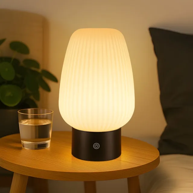 NETTLIFE Nachttischlampe LED | Met Accu Oplaadbaar | Draadloze USB Touch Dimbaar | IP44 Waterdicht Glas | Slaapkamer Keuken wit