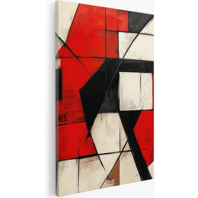 Saammp Canvas Schilderij - Geblokt - Kleurijk - Abstract - 100x150 - Foto op canvas - Wanddecoratie - Muurdecoratie Woonkamer - Slaapkamer decoratie - Canvas Print Multicolor