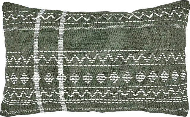 Lavandoux Sierkussen - Geborduurd Kussen - Khaki Groen - 30x50