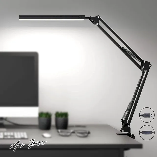 Mrs. Jones LED Bureaulamp met Klem - Oogbeschermende en Multi-hoek Verstelbare Werklamp - 3 Lichtstanden X 10 Helderheidsniveaus - Zwart . Multi Color