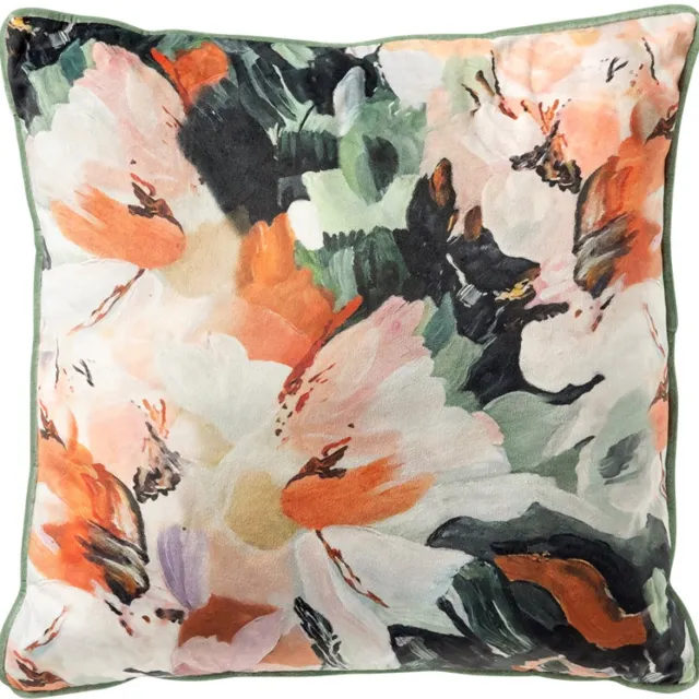 Dutch Decor ANNEMOON - sierkussen 45x45 cm - bloemenprint - Cameo Green - multicolor - Inclusief binnenkussen - Luxe kussens voor woonkamer & bank Zeegroen