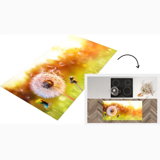 KitchenYeah Keukenloper - Loper keuken - Paardenbloem - Zaden - Lente - Keukenloper vinyl multicolor
