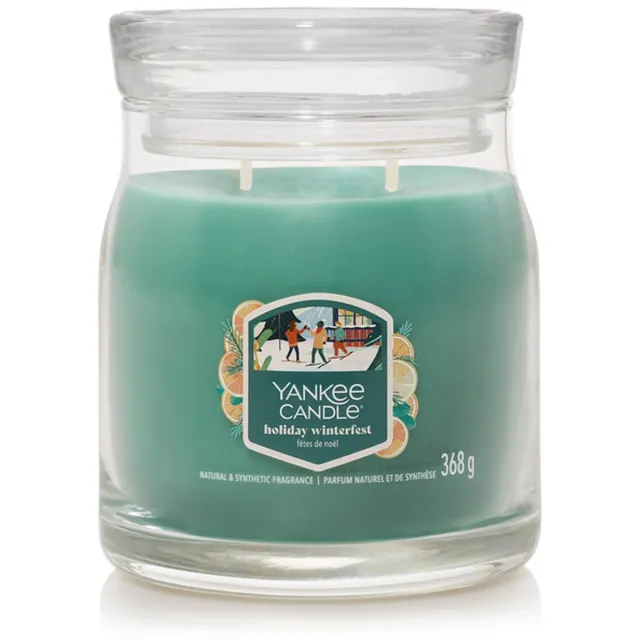 Yankee Candle Holiday Winterfest Medium Jar Geurkaars - 50 branduren - twee lonten Groen