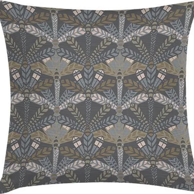 TAK Design Kussen Dark Grey Leaf - Katoen - 45 x 45 cm Donkergrijs