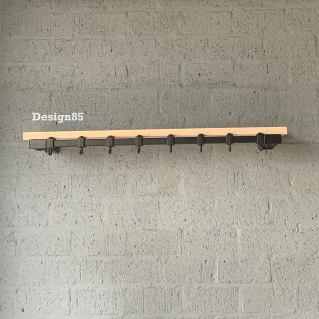 Design85 Wandkapstok met hoedenplank 100 cm breed 20 cm diep 8 haken Vierkante kokers Zwart