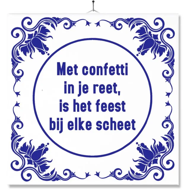 MC Living Tegel Met Opdruk | Grappig | Humor | Verjaardag kado | Toilet WC | Met confetti in je reet, is het feest bij elke scheet Multi-Color