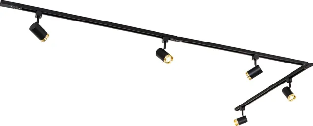 QAZQA jeana - Moderne Spot railsysteem verlichting, railverlichting geschikt voor led - 5 lichts - L 300 cm - Zwart Goud - Woonkamer | Slaapkamer