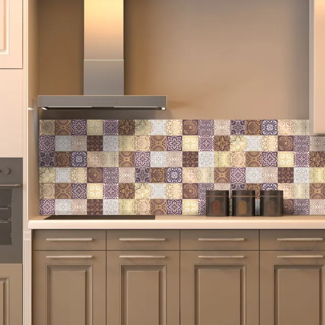 Ambiance Sticker Muurstickers - Zelfklevende tegelmuurstickers voor keuken en badkamer - 24 Marrakech tegelstickers - 24 stickers 20x20cm Multi color