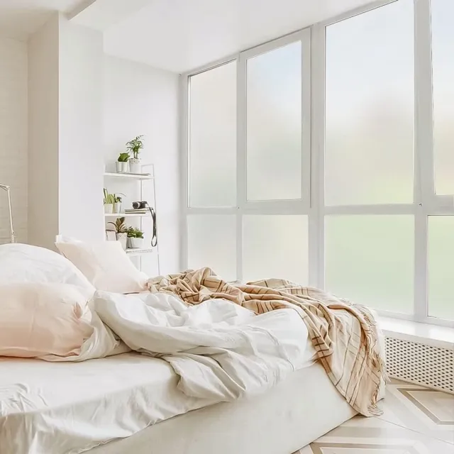 Famanu Matte raamfolie voor privacy, 60 x 200 cm, niet-klevend en statisch, eenvoudig te installeren neutraal