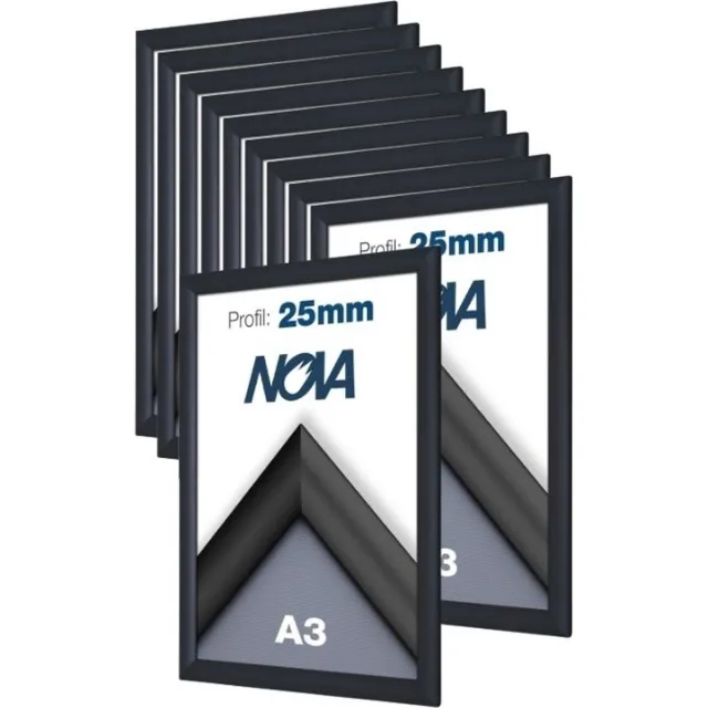 Nova 10 PACK Nova Kliklijsten A3 29.7 x 42 cm aluminium zwart – wissellijst - posterlijst