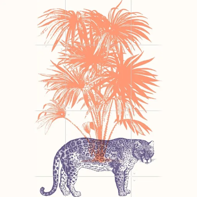 IXXI Panther tree, Florent Bodart - 60 x 80 cm - Grote wanddecoratie en posters - Illustraties, Art Deco, Speels, Woonkamer, Dieren, Tropisch Oranje