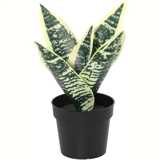 Trendyplants Kunst Sansevieria Laurentii - Vrouwentong - Kunstplant - Hoogte 21cm - Potmaat Ø9cm Groen