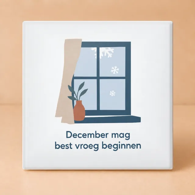 Bedruk King Speelse Decembermodus Tegel – Originele Papieren Knipvormen Matisse Stijl voor Winterliefhebbers - 15 x 15 cm Wit