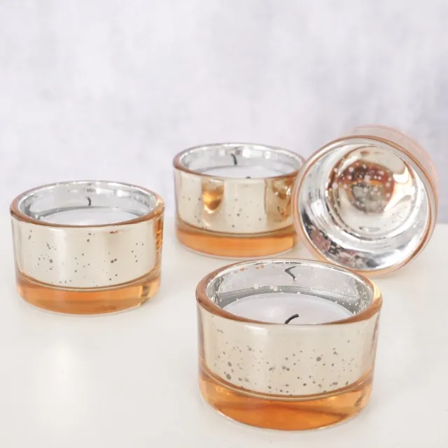 Boltze Home Theelichthouder glas set a 4 H3,4cm Meerkleurig