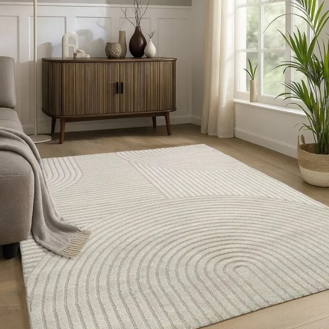 flycarpets Eliora Modern Japandi Vloerkleed - Creme - 80x150 cm