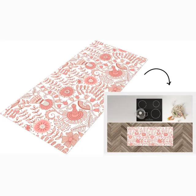 KitchenYeah Keukenloper - Loper keuken - Bloemen - Patronen - Pastel - Keukenloper vinyl multicolor