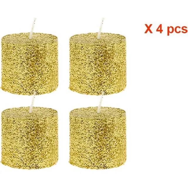 Silumen Mini Glitter Kaars Geurloos - set van 4 stuks - Plastic - Wit - Or - SILUMEN