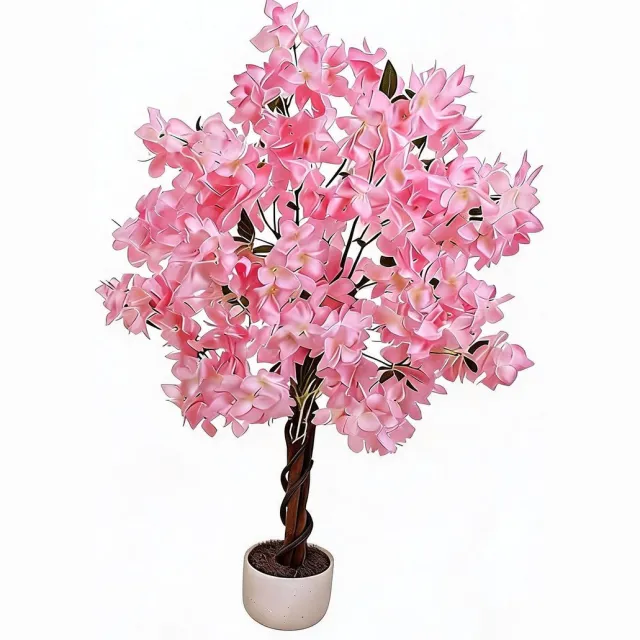 Triumpunpre Decoratieve kunst kersenbloesemboom - 120 cm - vlinderroze bloemen - flexibele takken - zwarte pot - interieur en bruiloft decoratie