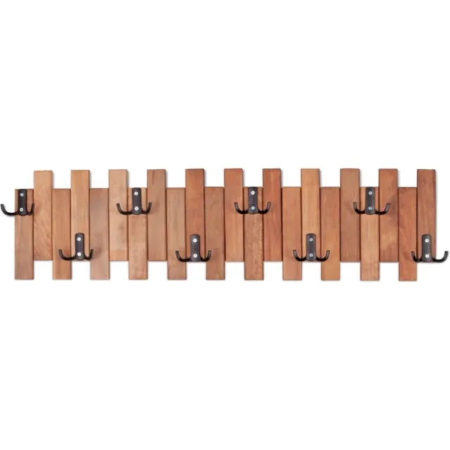 Bofigo Houten Muurhanger - Hekmodel- 8x2 Metalen Hangers - 23 x 91 cm