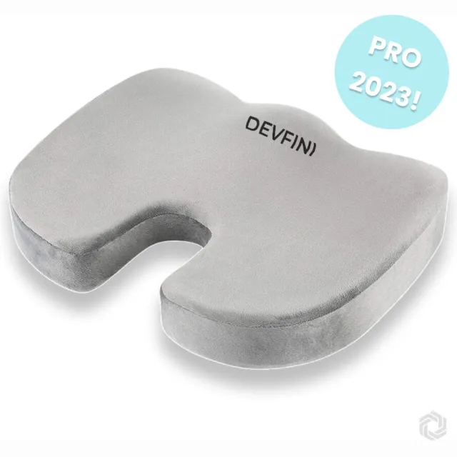 Devfini Zitkussen Orthopedisch & Ergonomisch voor Auto en Bureaustoel - Stuitkussen - Wigkussen - Thuiswerken Lichtgrijs
