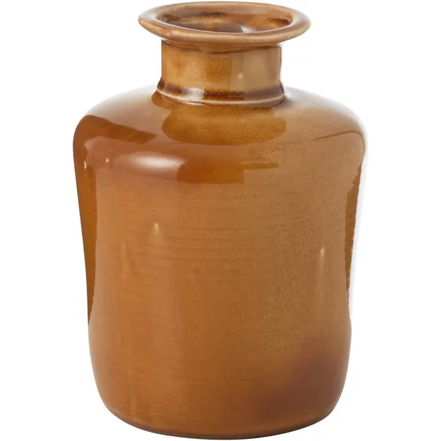 J-Line vaas Nova - porselein - mosterd - small - Ø 14.5 cm Oranje