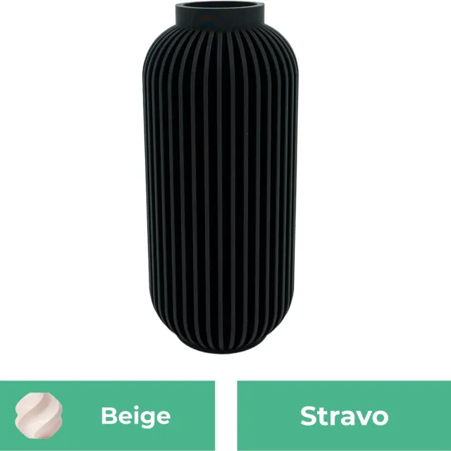 Lovora Stravo moderne vaas – Decoratieve vaas - Beige - 3d geprinte vaas – geschikt voor droogbloemen - 34CM