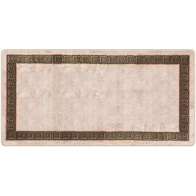 vidaXL Tapijt - Runner - MARSA - Beige - en - Zwart - 100 - x - 200 - cm
