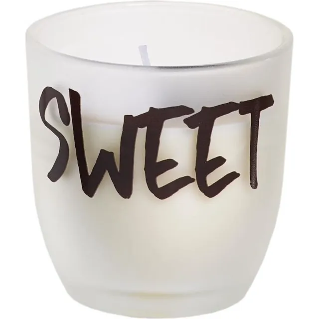 Spaas Matglas doorzichtig met kaars SWEET wit