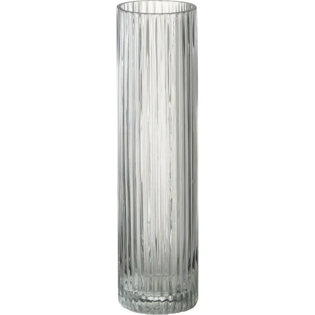 J-Line vaas Cylinder Lijnen - glas - transparant - medium - 30 cm hoog