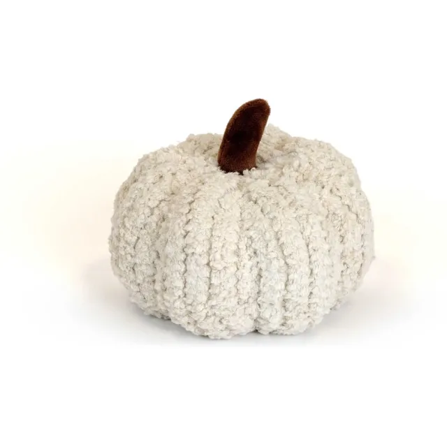 Lemetex Wit Pompoen Kussen 19x19x9 cm – Pumpkin Sierkussen – Halloween Decoratie – Herfstdecoratie – Decoratief Kussen