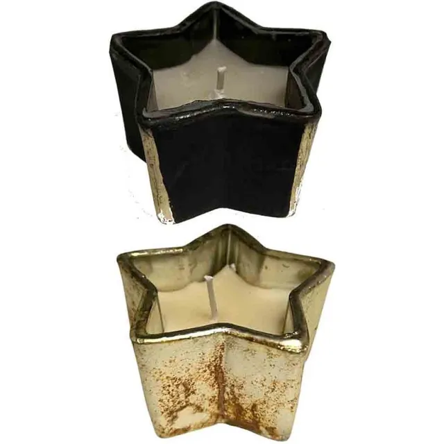 Home Society Set van 2 waxinelichtjes Keva - POEDER ZWART 5x8x8 cm