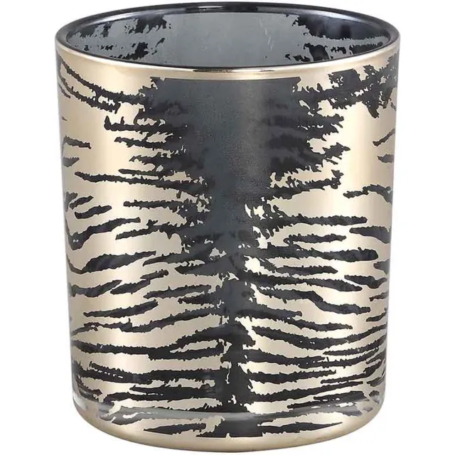 PTMD COLLECTION PTMD Djenna Ronde Theelichthouder Zebra - H10 x Ø9 cm - Glas - Goud
