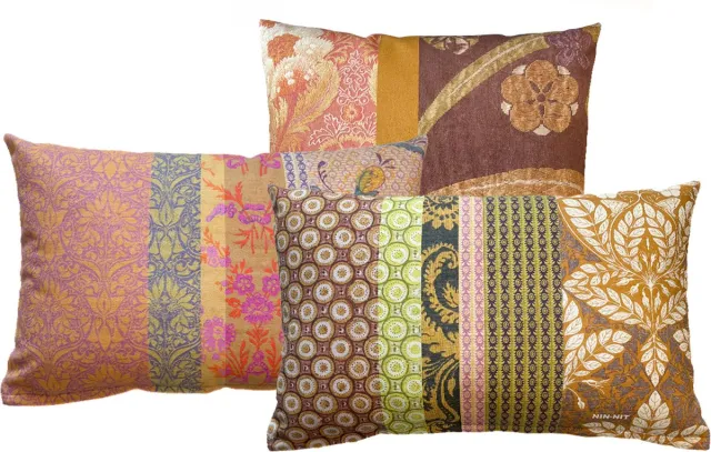 NIN-NIT Boho Chic Kussenset - set van 3 kussens - sierkussens - bloemen - strepen - roze - geel - oranje - beige - bruin - blauw - groen - multicolor - 40x60 cm - 50x50 cm - velvet roze, geel, groen, paars, rood, blauw, lila, wit, beige, lichtblauw, lichtgroen, rose, okergeel