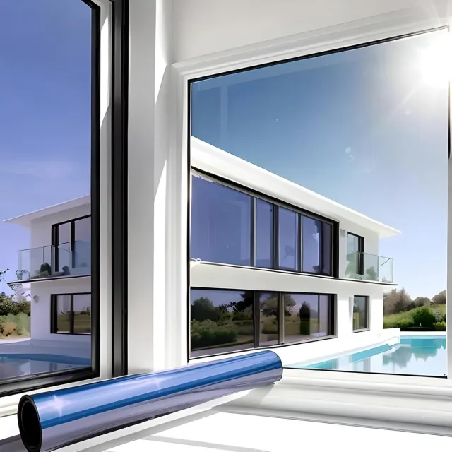 Solacis Privacy Folie Raam - Raamfolie - Folie Raam - Zichtwerend - Anti Inkijk Raamfolie - Must have voor uw privacy! Spiegelfolie Blauw (zelfklevend)