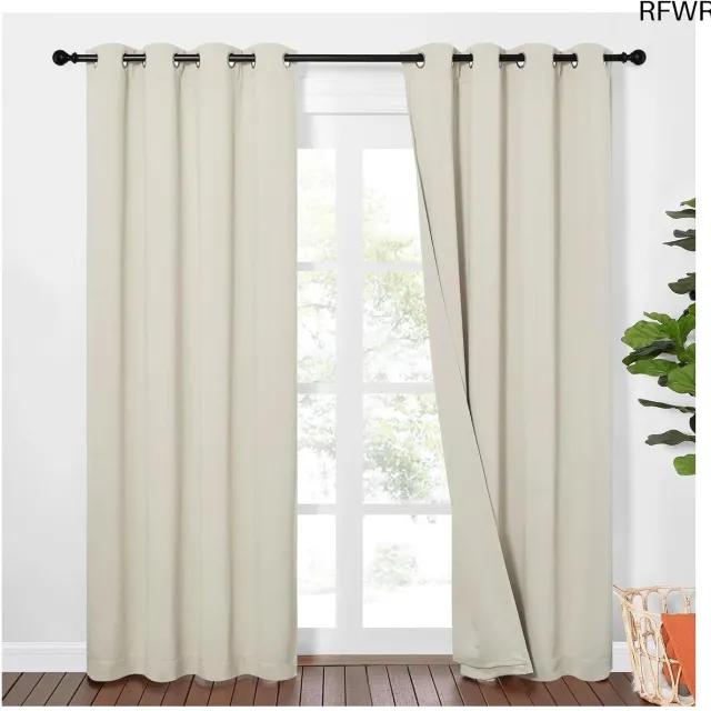 RFWR Volledige Verduisteringsgordijnen voor Woonkamer en Slaapkamer, Akoestische Isolatie en Energiebesparing, 2 Stuks, 132x213cm, Lichtbeige