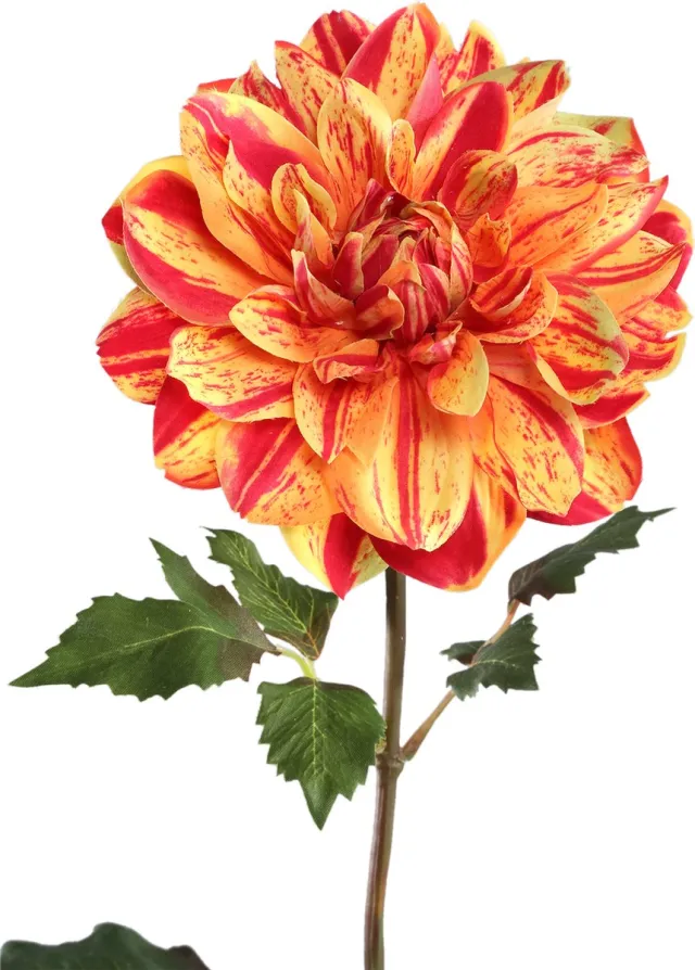 PTMD COLLECTION PTMD Dahlia Flower Yellow Dahlia Spray With Leaves