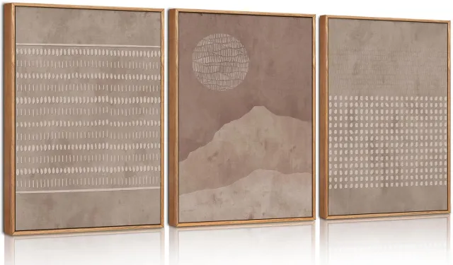 Unyqoos Abstracte Geometrische Kunst op Canvas voor Moderne Interieurs bruin