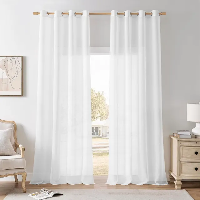 Ibenzoa Transparante Voile Gordijnen Set - 2 Stuks, 140x245cm, Zachte Lichtfiltratie wit