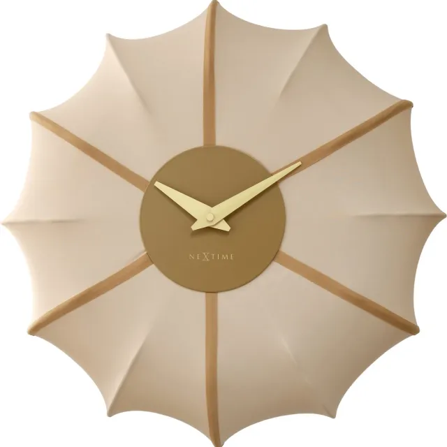 NeXtime Wandklok 50cm-Stil-Champagne-Stof/Metaal-NeXtime 'Ultimo'