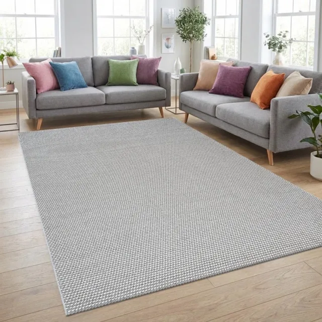 TapisTrend Designer tapijt Grijs 80x150 cm Effen binnen-/buitenkleed met een moderne geweven textuur, geschikt voor terras, balkon en woonkamer